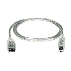 8Ware UC-2002AB USB 2.0 Certified Cable A-B 2m Transparent Metal Sheath UL Approved