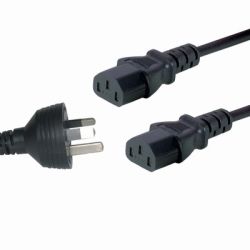 ALOGIC 2m Aus 3 Mains Plug to 2 X IEC C13 Y Splitter Cable Male to 2 X Female Cable