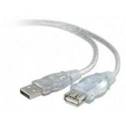 8Ware UC-2001AAE USB 2.0 Certified Extension A-A M-F Transparent Metal Sheath Cable 1M