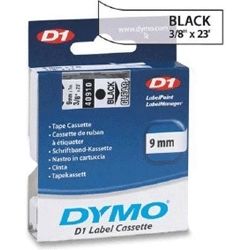 Dymo SD40910 40910 D1 Label Cassette 9mm x 7m - Black/Clear