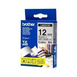 Brother TZE-M931 12mm Black on Silver Matt TZE Tape - GENUINE