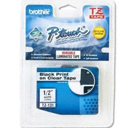 Brother TZE-131 12mm Black on Clear TZE Tape - GENUINE