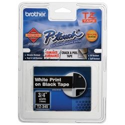 Brother TZE-345 18mm White on Black TZ Tape - GENUINE