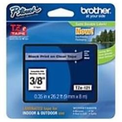 Brother TZE-121 9mm Black on Clear TZE Tape - GENUINE