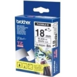 Brother TZE-FX241 18mm Black on White Flexible TZ Tape - GENUINE