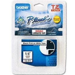 Brother TZE-211 6mm Black on White TZ Tape - GENUINE