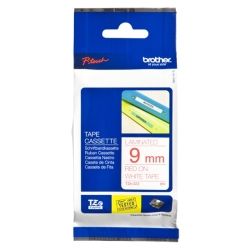 Brother TZE-222 9mm Red on White TZE Tape