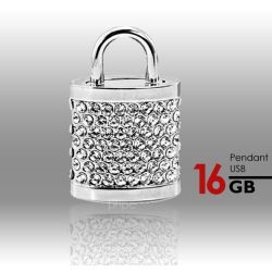 OEM 16GB Crystal Lock Pendant USB Flash Drive Pen Stick Memory Silver
