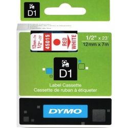 Dymo SD45015 12mm x 7mm Red on White Dymo Label