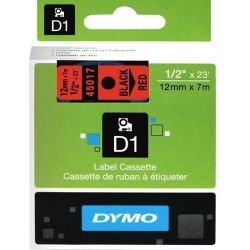 Dymo SD45017 45017 D1 Label Cassette12mm x 7m - Black/Red