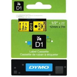 Dymo SD45018 45018 D1 Label Cassette 12mm x 7m Black/Yellow