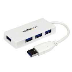 StarTech Portable 4-Port SuperSpeed Mini USB 3.0 Hub - White