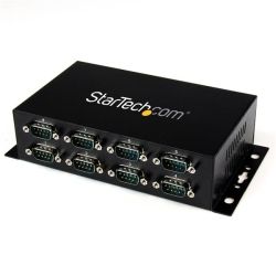 StarTech 8-Port USB to DB9 RS232 Serial Adapter Hub - Industrial DIN Rail and Wall Mountable