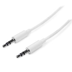 StarTech 1m White Slim 3.5mm Stereo Audio Cable Male to Male