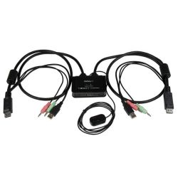 StarTech 2-Port USB DisplayPort Cable KVM Switch w/ Audio and Remote Switch - USB Powered