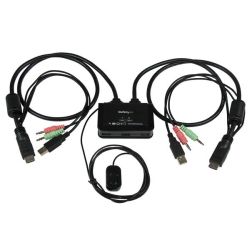StarTech 2-Port USB HDMI Cable KVM Switch with Audio and Remote Switch - USB Powered