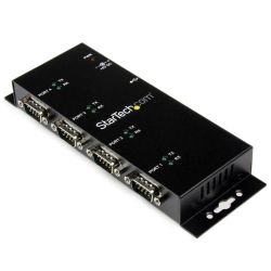 StarTech 4-Port USB to DB9 RS232 Serial Adapter Hub - Industrial DIN Rail and Wall Mountable