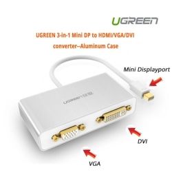 UGREEN 3-in-1 Mini DisplayPort to HDMI/VGA/DVI Converter White