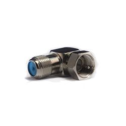 F Type Male - F Type Female Right Angle Coupler Adapter, 3GHz, FOXTEL APPROVED