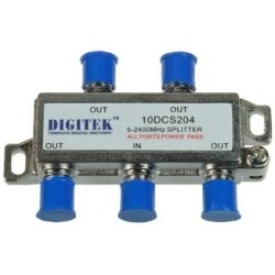 4Cabling 4 Way Splitter F Type 5-2400MHZ All Ports Power Pass DC Only