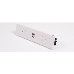 Elsafe QIKFIT Dual Auto Switched Power Outlet with Twin USB Fast Charger (TUF) 2.3A White