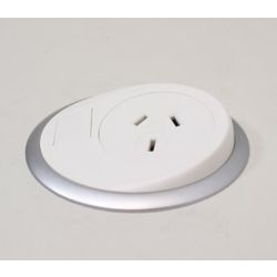 Elsafe Pixel 1x GPO with 2000mm Lead and 10A three pin Plug (White/Silver)