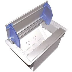 Elsafe Axxess QF25 - 2 GPO/4x Data Cutouts Anodised Lid Grey/Silver