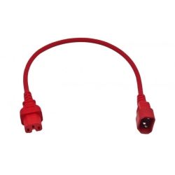 IEC C14 - C15 Extension Cord - 0.5m Red - 250V/10A Rated
