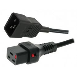 4Cabling IEC C20 to IEC Lock C19 2M: Black Cable and Black Connectors
