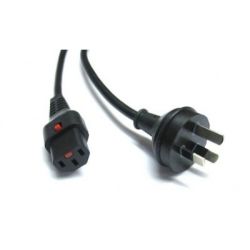 4Cabling IEC Lock C13 to Australian 3-Pin Plug 1m : Black Cable with Black Connector and Plug