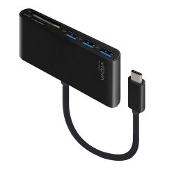 Connectland Alogic USB-C to Multi Card Reader  3-Port USB Hub 10cm Black VROVA Series