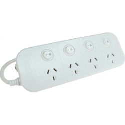 Jackson 4 Way Individually Switched Powerboard: White - 1m Lead