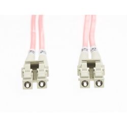 1m LC-LC OM4 Multimode Fibre Optic Cable - Salmon Pink
