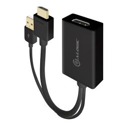 ALOGIC HDMI MALE TO DISPLAYPORT FEMALE ADAPTER WITH USB CABLE FOR POWER BLACK