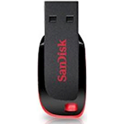 SanDisk Cruzer Blade USB Flash Drive, CZ50 64GB, USB2.0, Black with red accent, Compact Design, 5yr