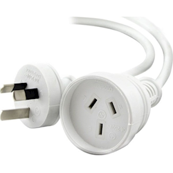 ALOGIC AUS 3 PIN MAINS POWER EXTENSION CABLE MALE TO FEMALE WHITE