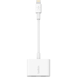 Belkin Lightning Audio and Charge, Port Splitter, Lightning Port (2), White, 2yr Wty