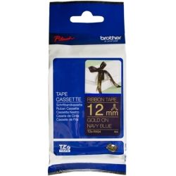 Brother TZE-RN34 Ribbon Gold on Navy Blue 12mm x 4M