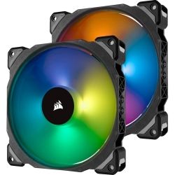 Corsair ML140 Pro RGB LED 140mm PWM Premium Magnetic Levitation Fan Twin Fan Pack with Lighting Node PRO