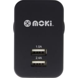 Moki Dual USB Wall Charger Blk