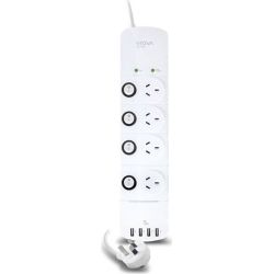 ALOGIC 4 Outlet Power Board with Individual Switches & 4 USB Ports (4.5A Current) - Surge & Overload Protected  - MOQ:2