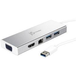 J5create JUD380 USB 3.0 Mini Dock (Adapter Includes HDMI and VGA output, USB 3.1 Type-A Port x 2, Gigabit Ethernet port)