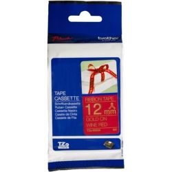 Brother TZE-RW34 Ribbon Gold on Wine Red 12mm x 4m