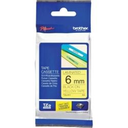 Brother TZE-611 6mm Black on Yellow TZE Tape - GENUINE