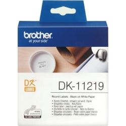 Brother DK-11219 White Round die-cut Labels 12mm Diameter 1200 Labels per roll