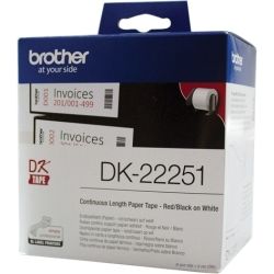 Brother White Continuous Paper Roll 62mm X 15.24M (WITH Black/RED PRINT)