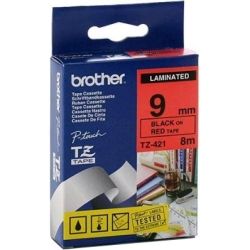 Brother TZ-421 Black Printing on Red Tape