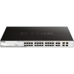 D-Link DGS-1210-28MP 28-Port Gigabit WebSmart PoE Switch with 24 RJ45 and 4 SFP Ports. PoE budget 370W