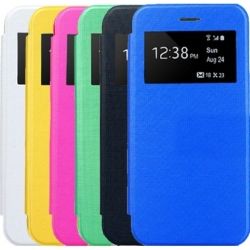 Window View Slim Leather Flip Case Frosted PC Cover for iPhone 6 PLUS 5.5 inch (Black, Blue, Yellow, Pink, White, Green,)