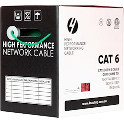 4Cabling Cat 6 Ethernet Cable w Solid Conductors 305m Reel Box Green